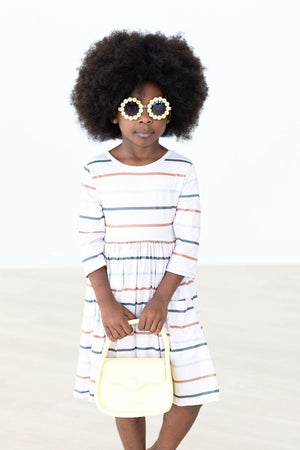 Fall Stripes 3/4 Sleeve Pocket Twirl Dress-Mila & Rose ®