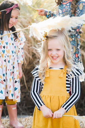 Mustard Faux Suede Pinafore-Mila & Rose ®