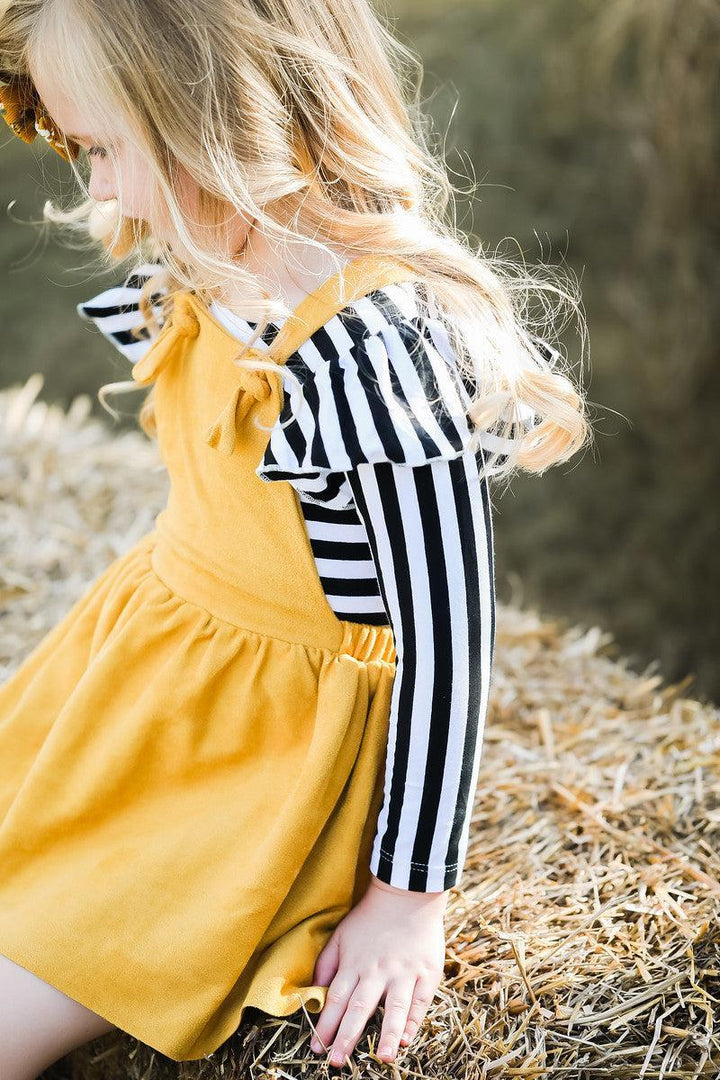 Mustard Faux Suede Pinafore-Mila & Rose ®