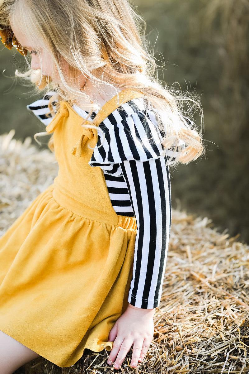 Mustard Faux Suede Pinafore-Mila & Rose ®