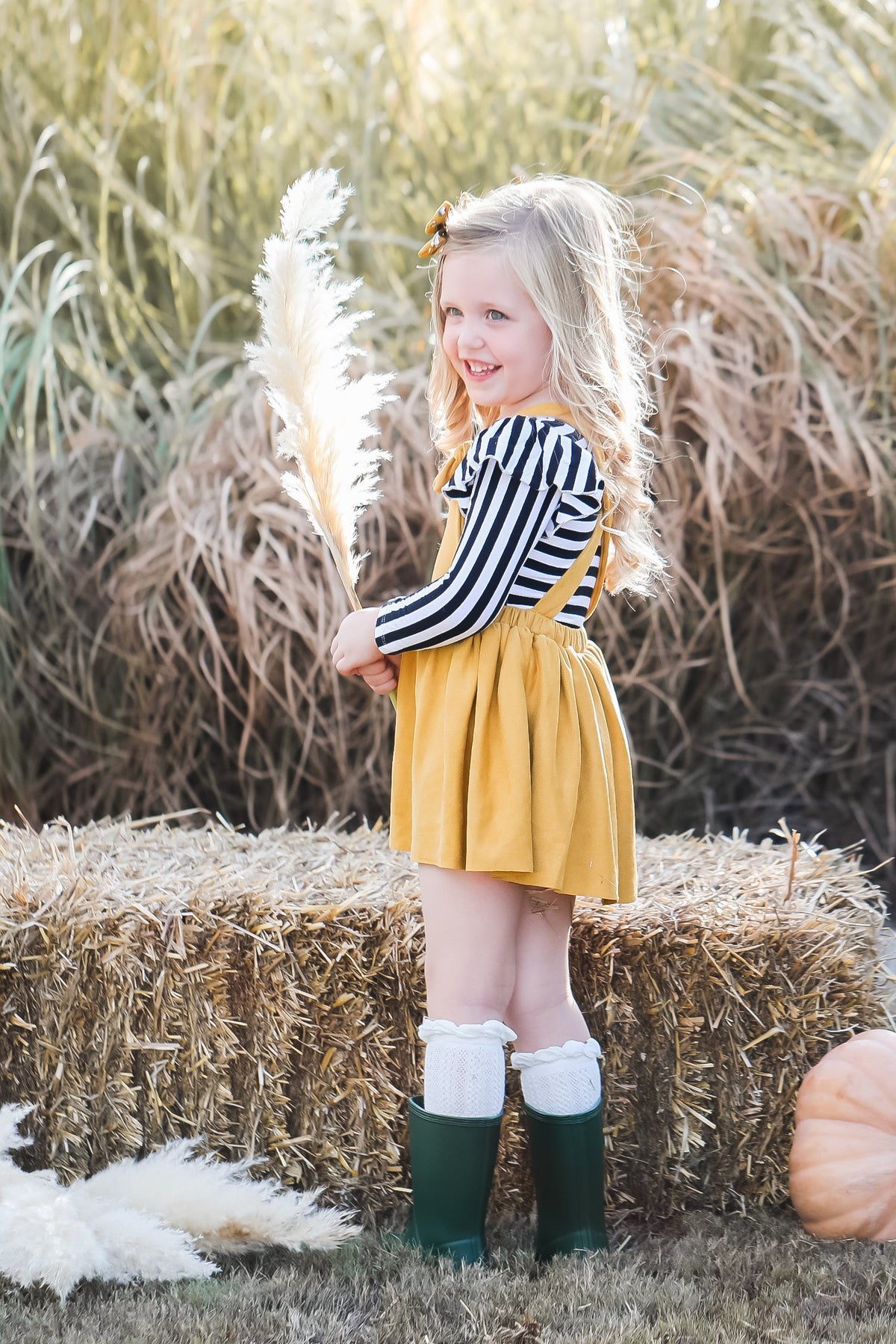 Mustard Faux Suede Pinafore-Mila & Rose ®