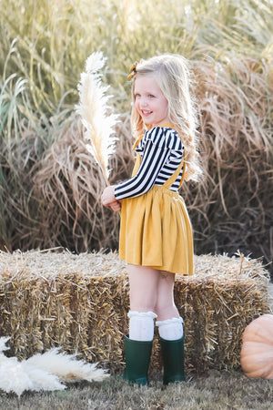 Mustard Faux Suede Pinafore-Mila & Rose ®