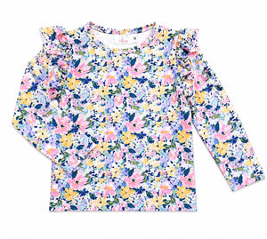 Fall Floral L/S Ruffle Tee-Mila & Rose ®