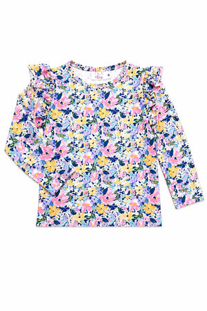 Fall Floral L/S Ruffle Tee-Mila & Rose ®