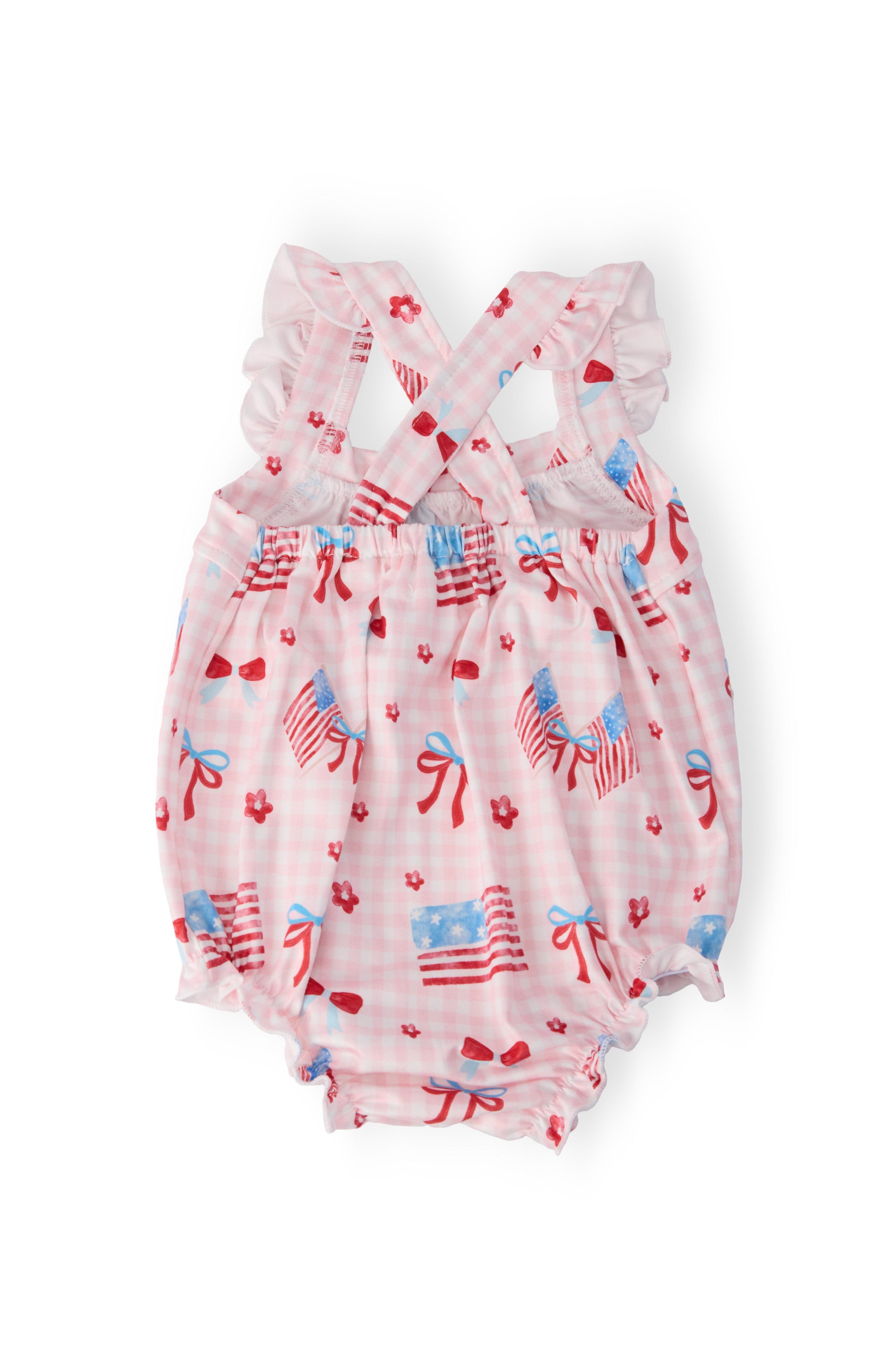 Fancy Flags Ruffle Cross Back Romper-Mila & Rose ®