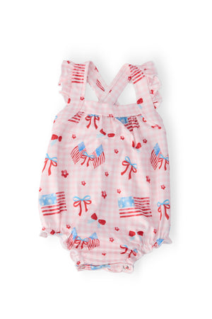 Fancy Flags Ruffle Cross Back Romper-Mila & Rose ®