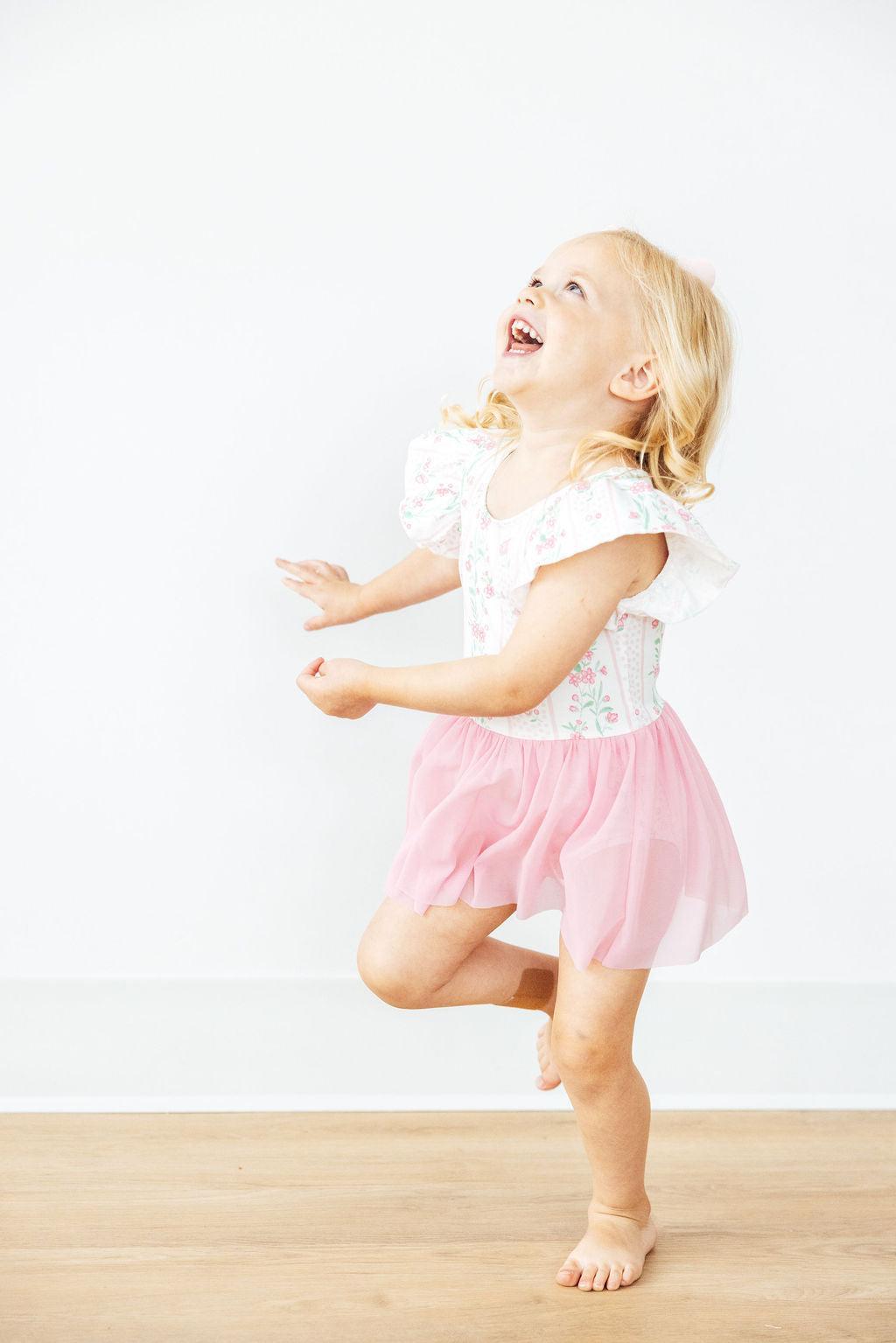 Fancy Florals S/S Twirl Leotard-Mila & Rose ®