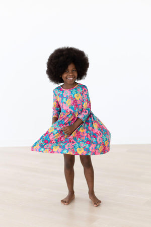 SALE Feeling Floral 3/4 Sleeve Pocket Twirl Dress-Mila & Rose ®