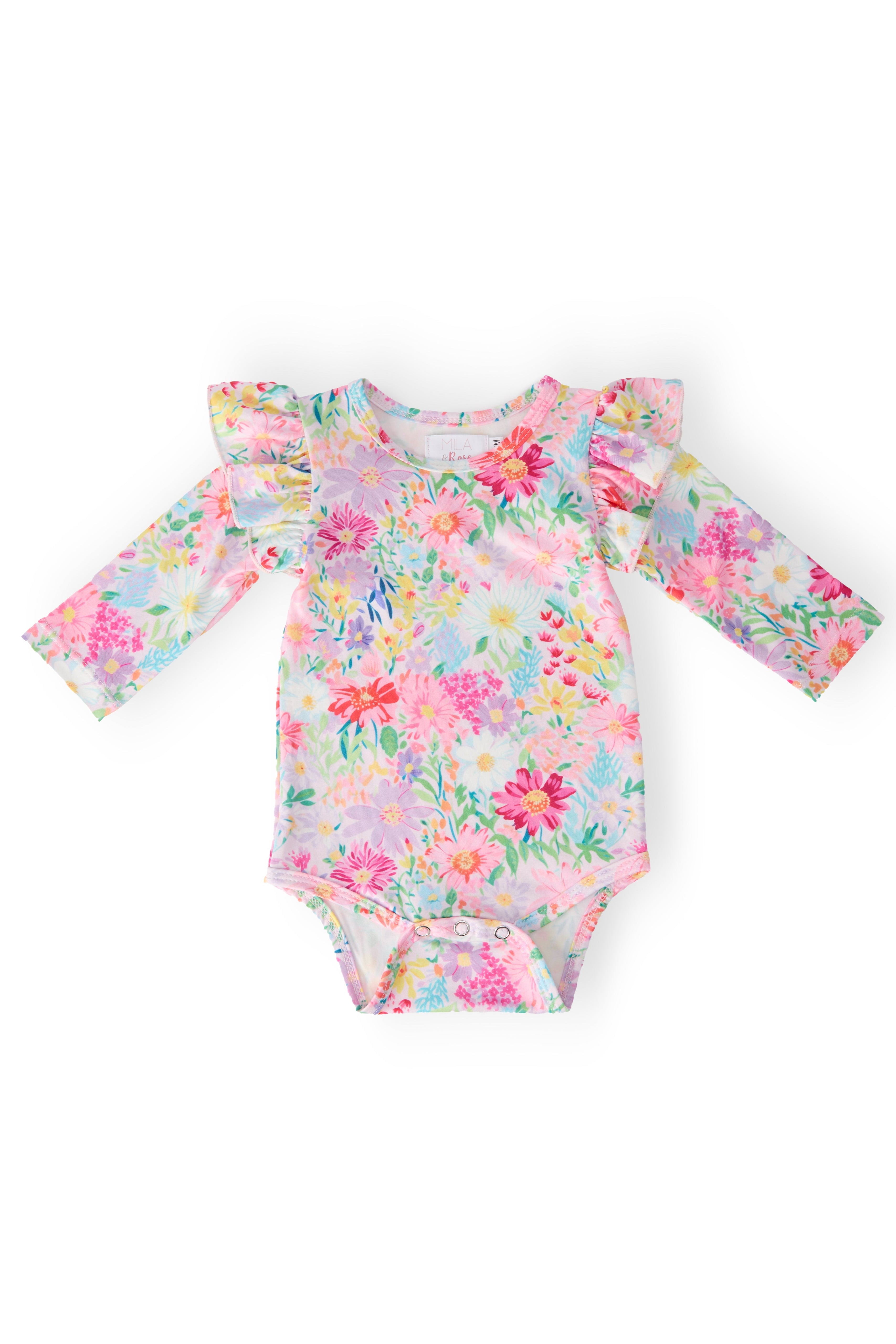 Field of Flowers L/S Flutter Bodysuit-Mila & Rose ®