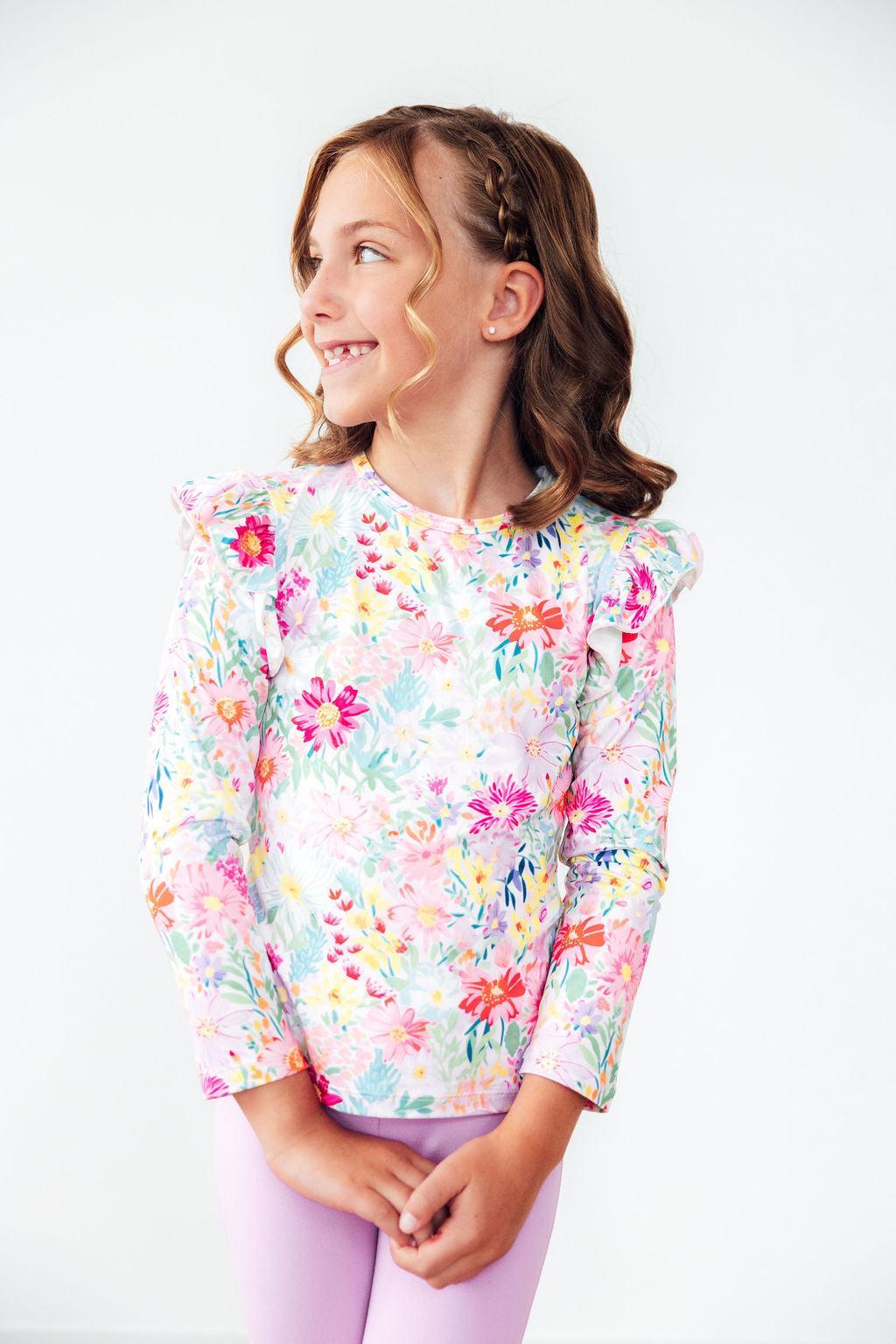Field of Flowers L/S Ruffle Tee-Mila & Rose ®