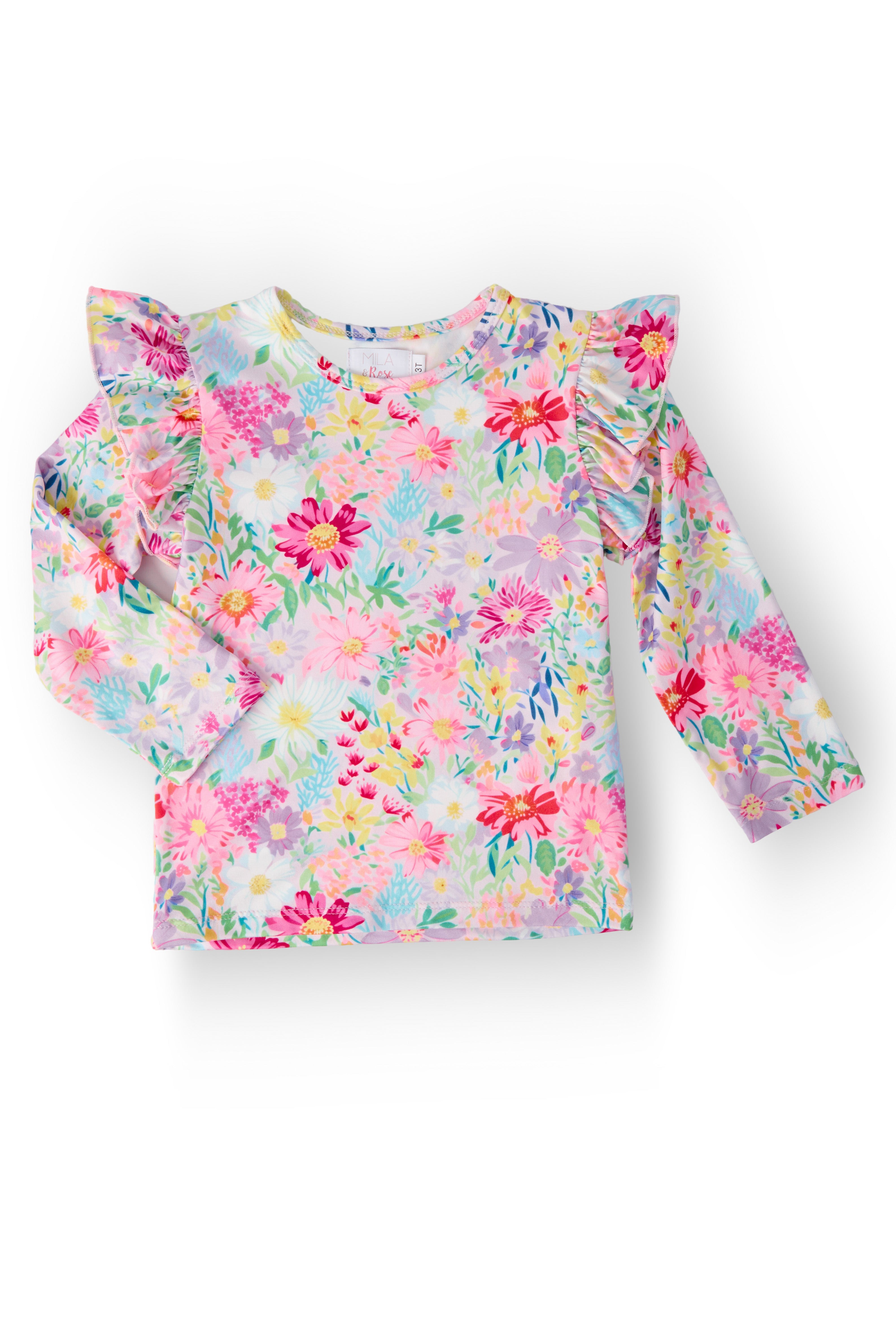Field of Flowers L/S Ruffle Tee-Mila & Rose ®