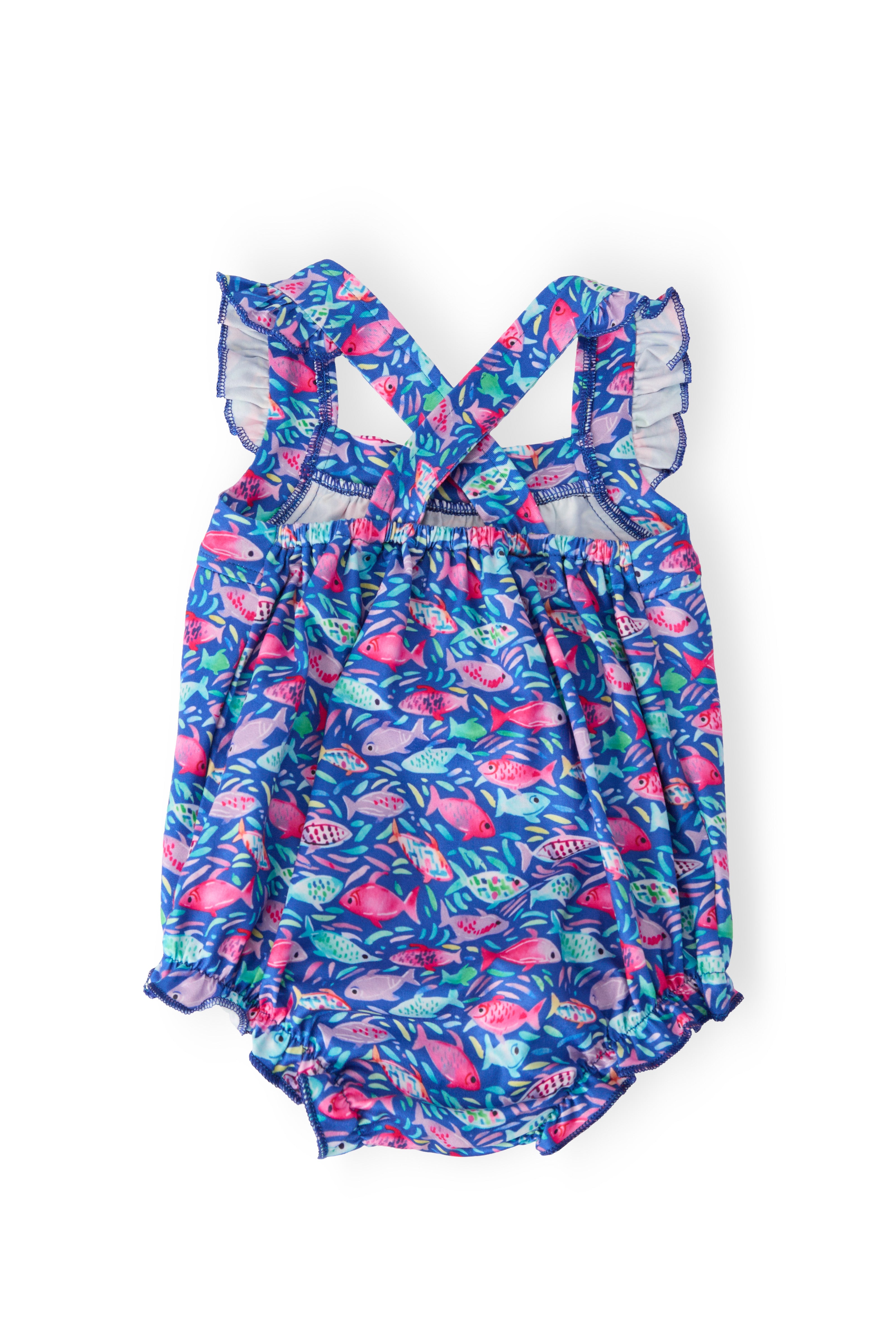Fish in the Sea Ruffle Cross Back Romper-Mila & Rose ®