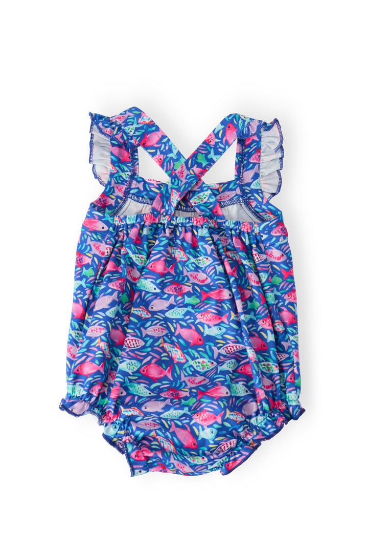 Fish in the Sea Ruffle Cross Back Romper-Mila & Rose ®