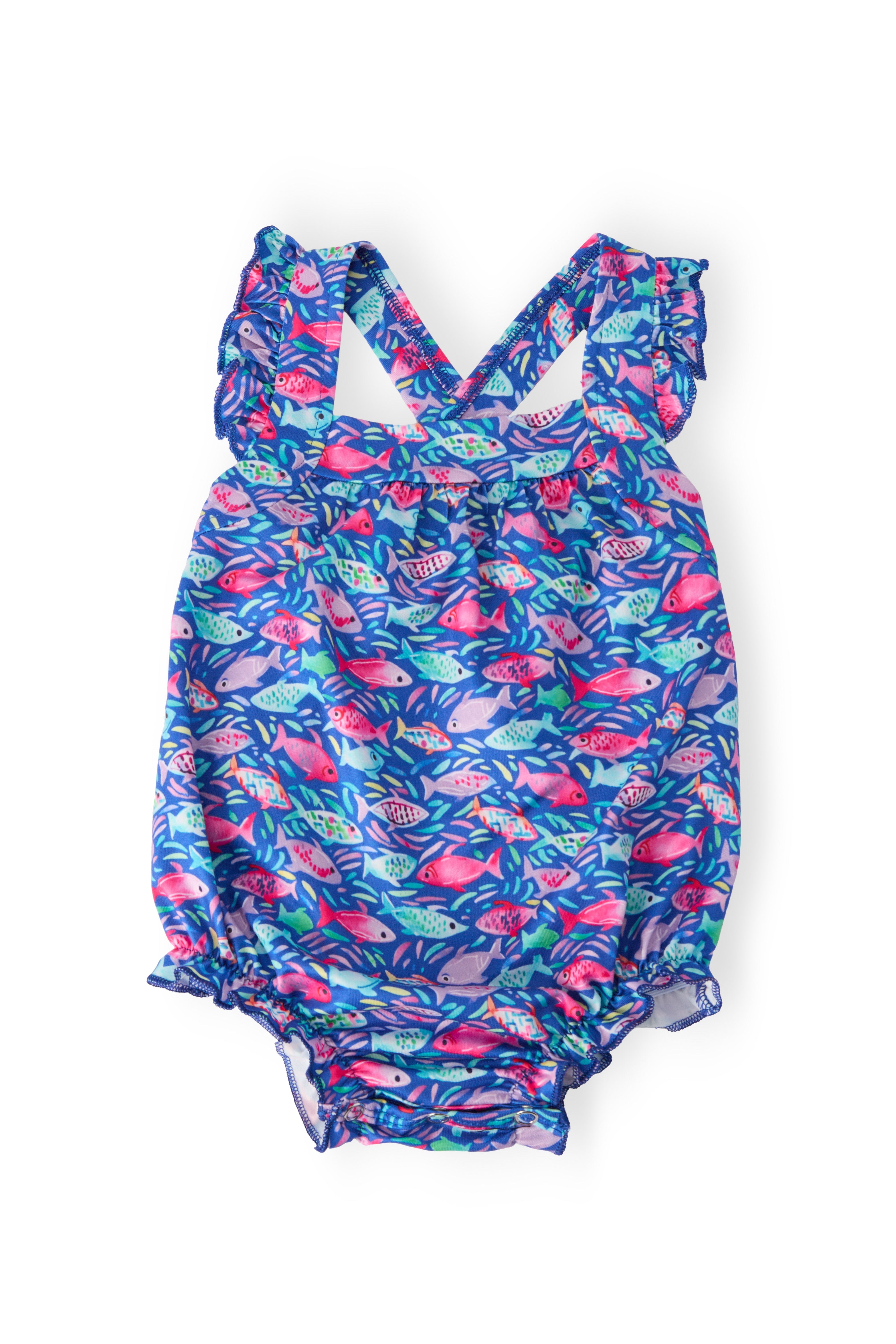 Fish in the Sea Ruffle Cross Back Romper-Mila & Rose ®