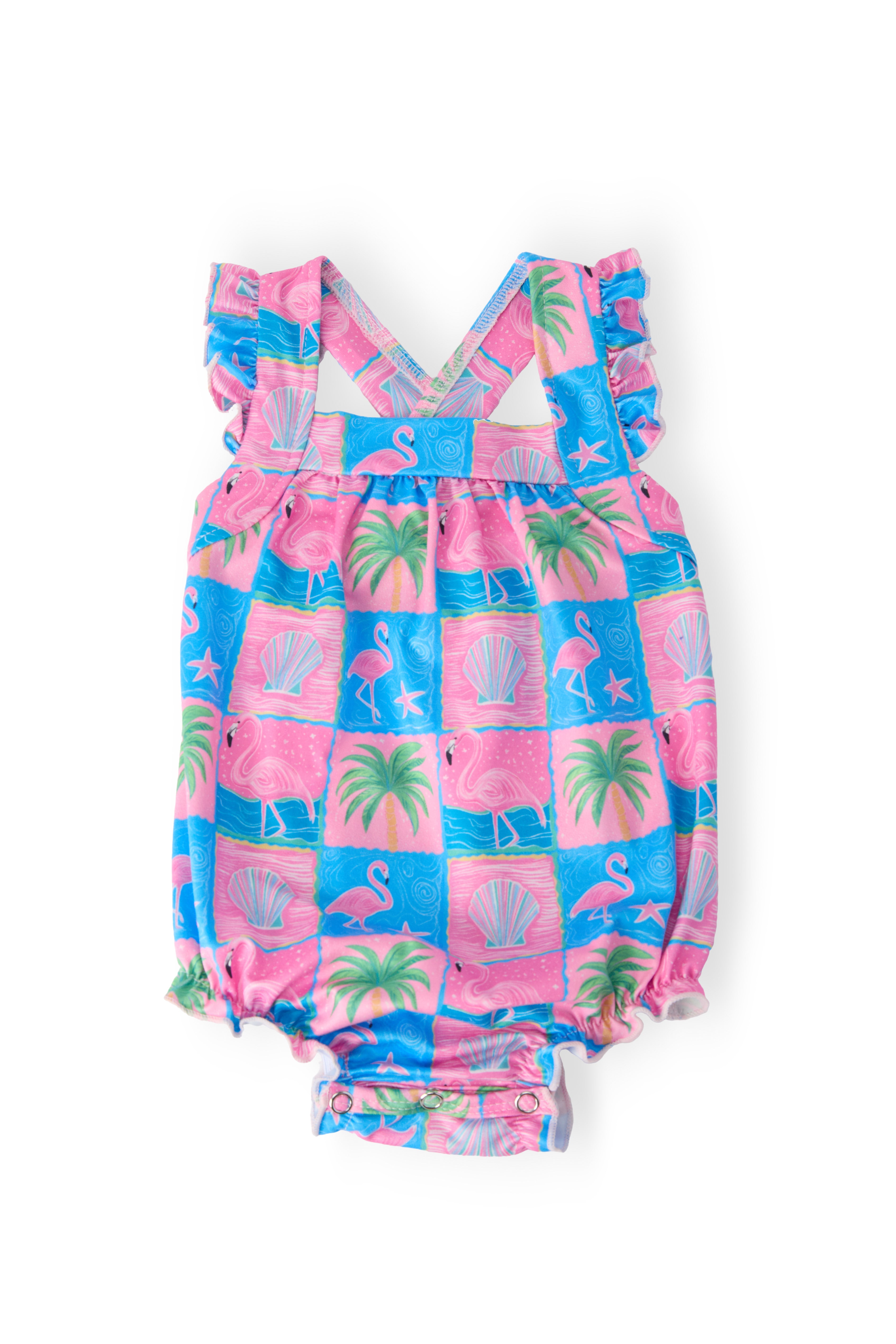 Wild Woods Ruffle Cross Back Romper | Mila & Rose