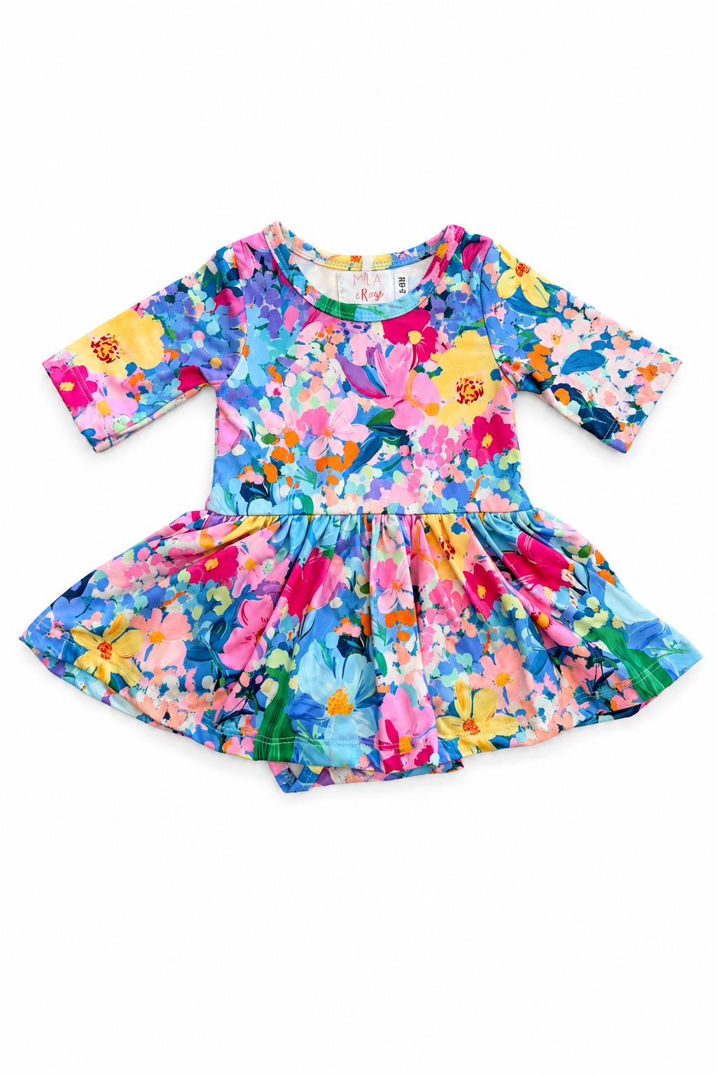 Flower Market 3/4 Sleeve Twirl Bodysuit-Mila & Rose ®