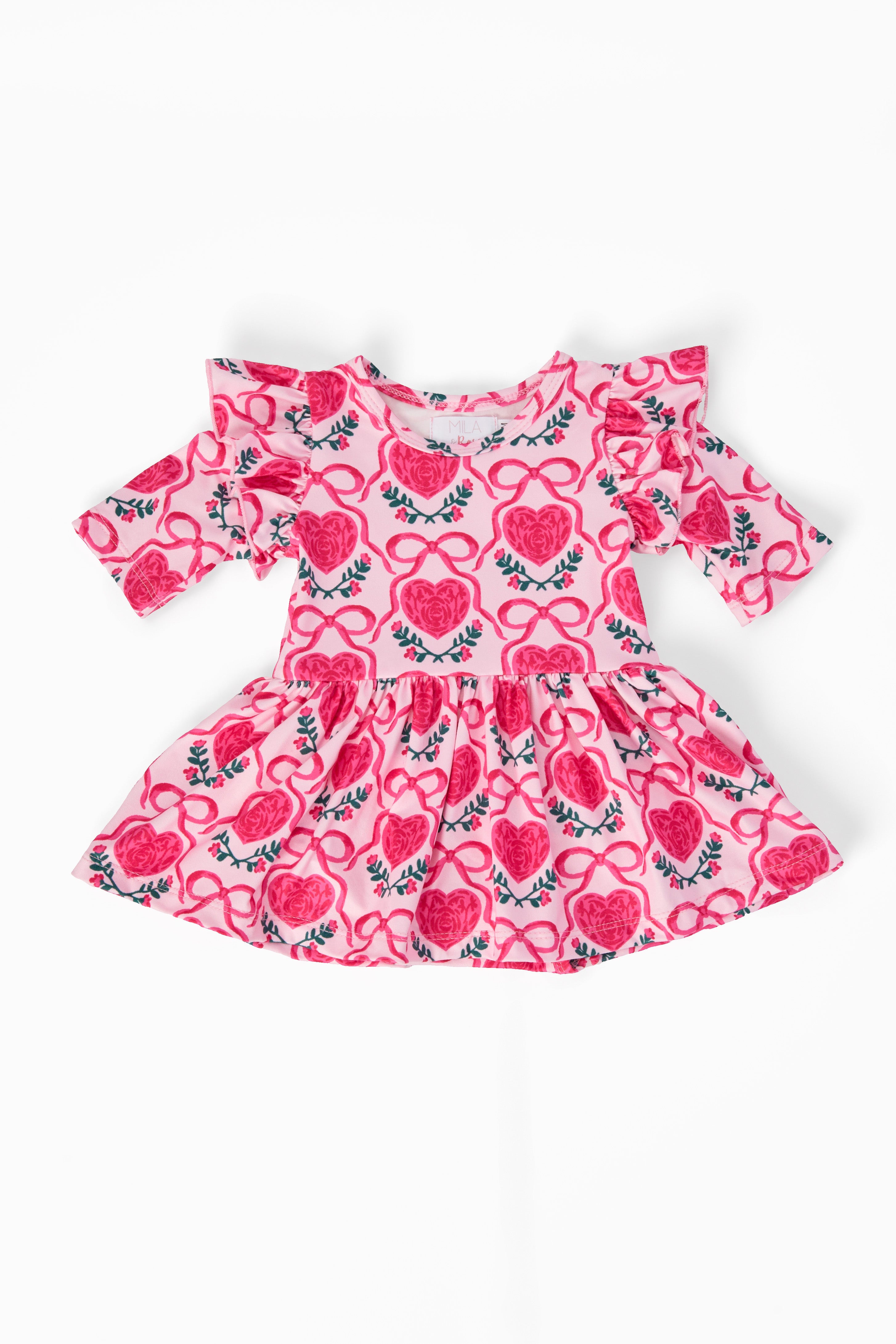 Fluttering Hearts 3/4 Sleeve Flutter Twirl Bodysuit-Mila & Rose ®