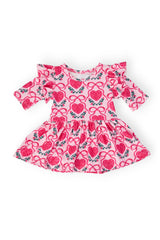 Fluttering Hearts 3/4 Sleeve Flutter Twirl Bodysuit-Mila & Rose ®
