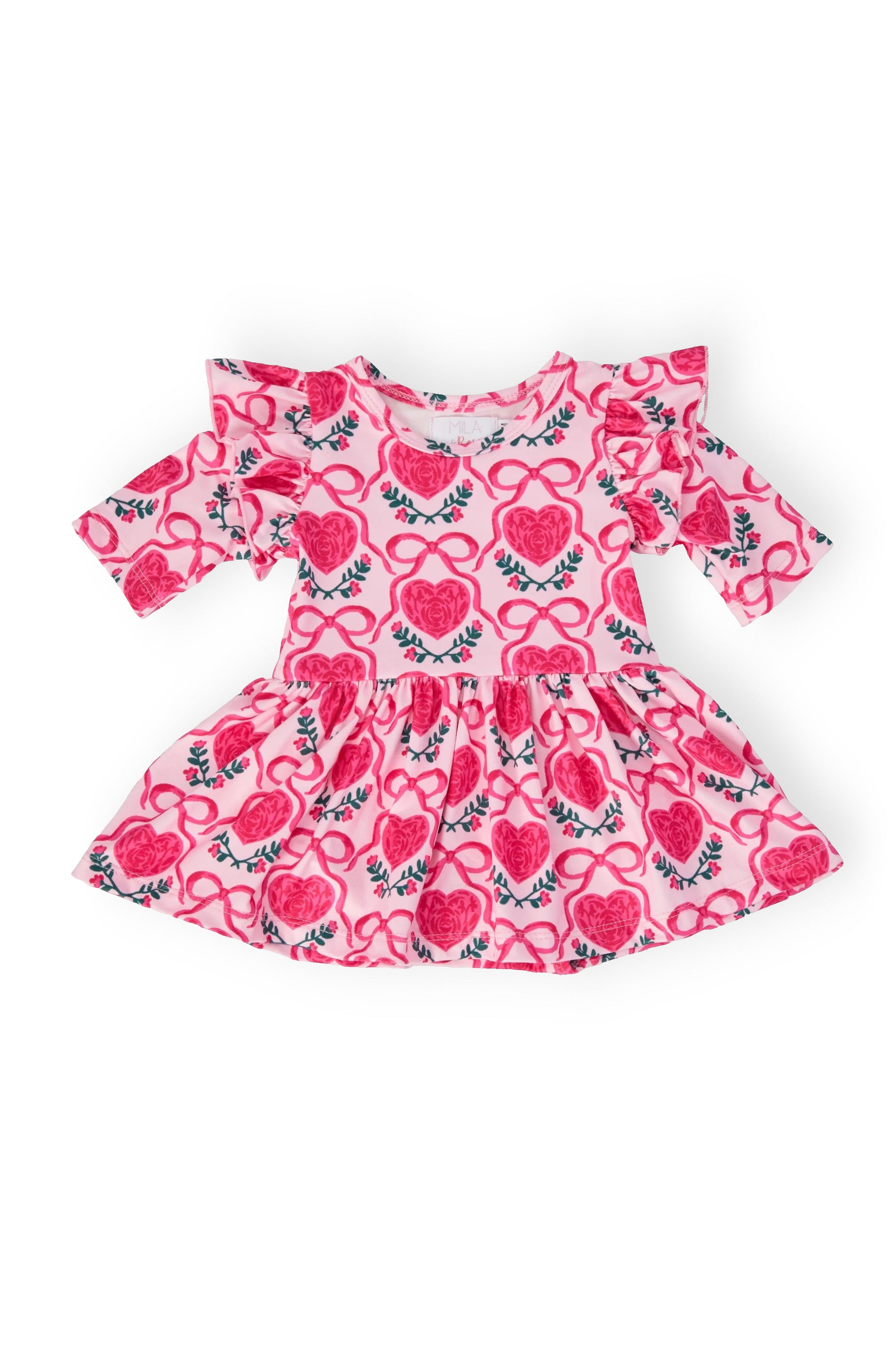 Fluttering Hearts 3/4 Sleeve Flutter Twirl Bodysuit-Mila & Rose ®