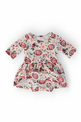 Footballs & Flowers 3/4 Sleeve Twirl Bodysuit-Mila & Rose ®