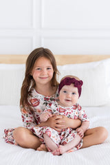 Footballs & Flowers 3/4 Sleeve Twirl Bodysuit-Mila & Rose ®