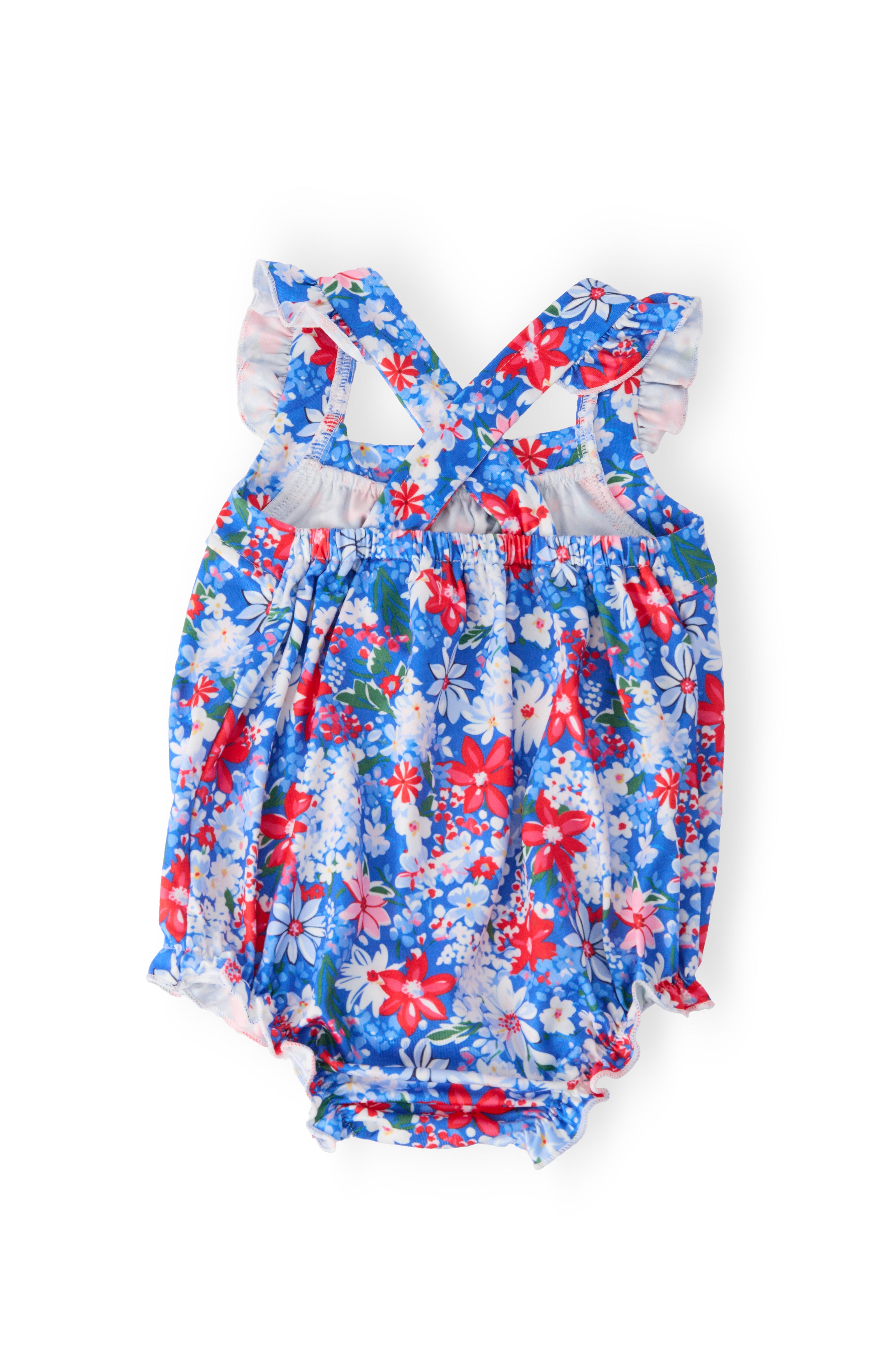 Freedom Flowers Ruffle Cross Back Romper-Mila & Rose ®