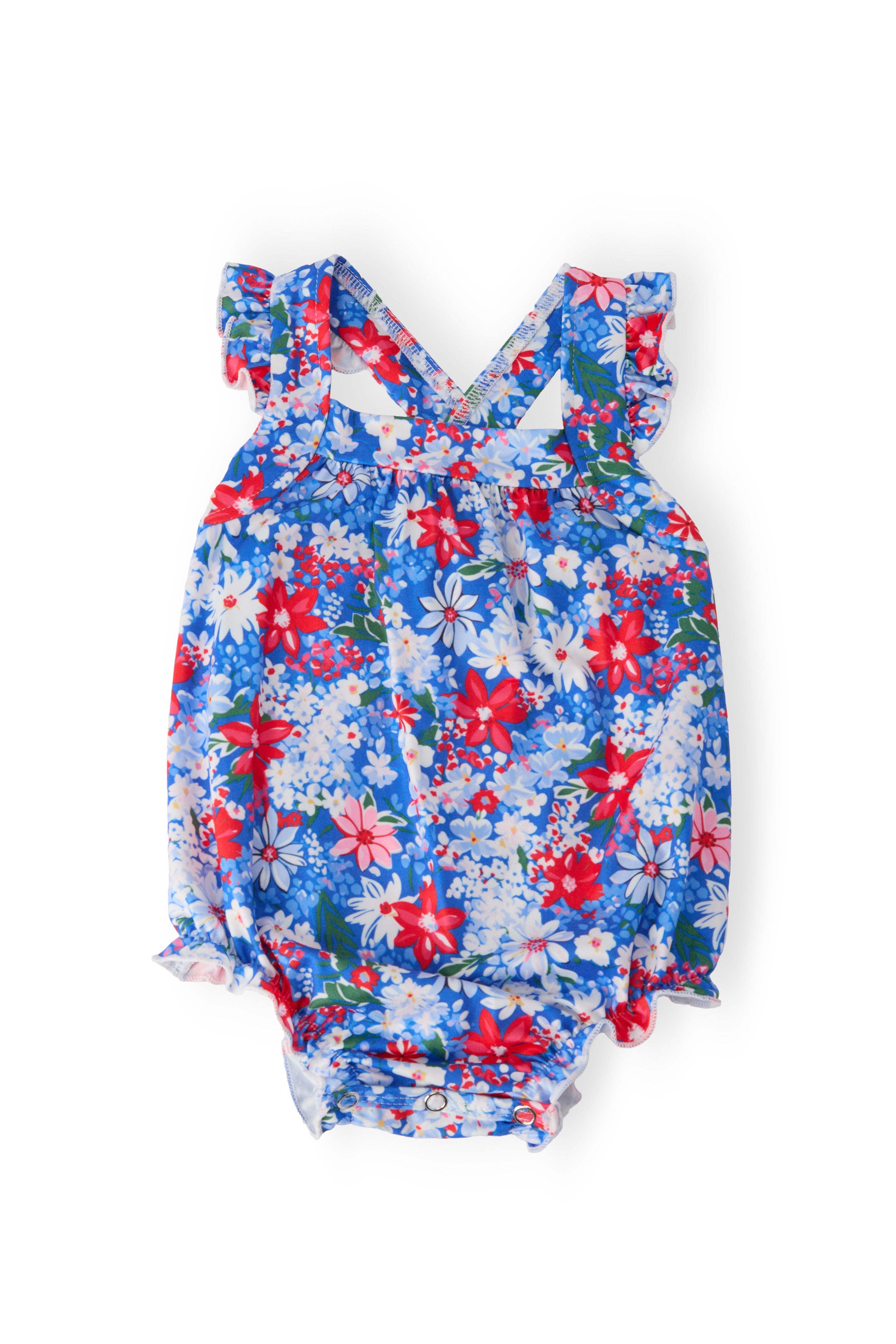Freedom Flowers Ruffle Cross Back Romper-Mila & Rose ®