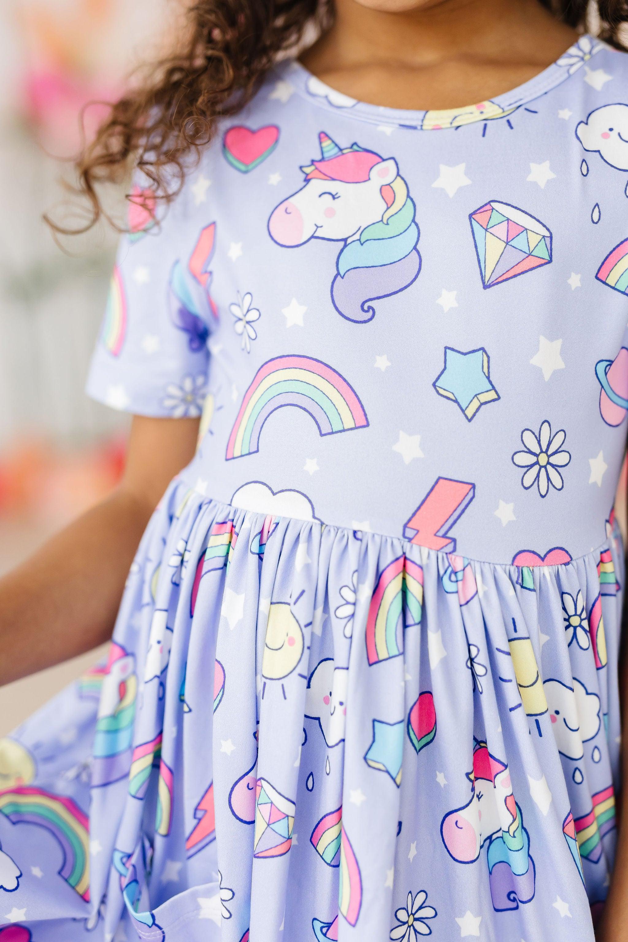 Galactic Unicorns S/S Pocket Twirl Dress - 12-24M Galactic Unicorns S/S Pocket Twirl Dress - 12-24M