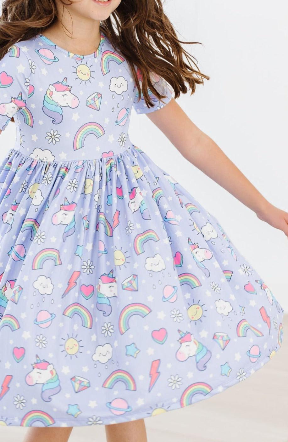 Galactic Unicorns S/S Pocket Twirl Dress-Mila & Rose ®