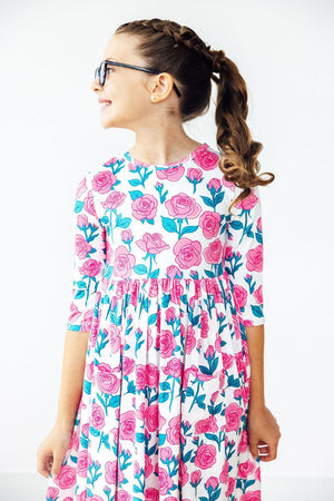 Garden Glow 3/4 Sleeve Pocket Twirl Dress-Mila & Rose ®