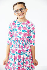 SALE Garden Glow 3/4 Sleeve Pocket Twirl Dress-Mila & Rose ®