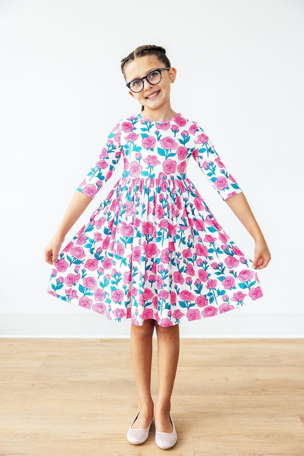 SALE Garden Glow 3/4 Sleeve Pocket Twirl Dress-Mila & Rose ®
