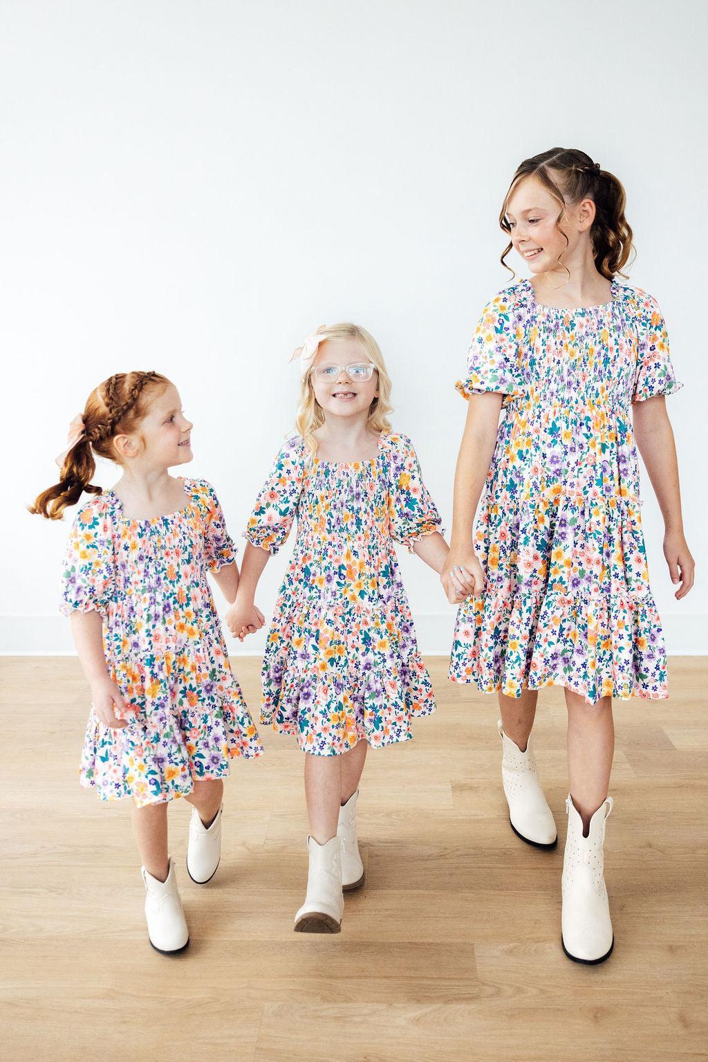 Garden Groove Smocked Ruffle Dress-Mila & Rose ®