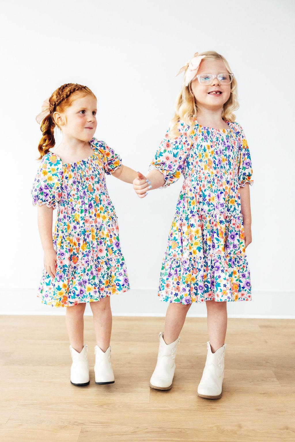 Garden Groove Smocked Ruffle Dress-Mila & Rose ®