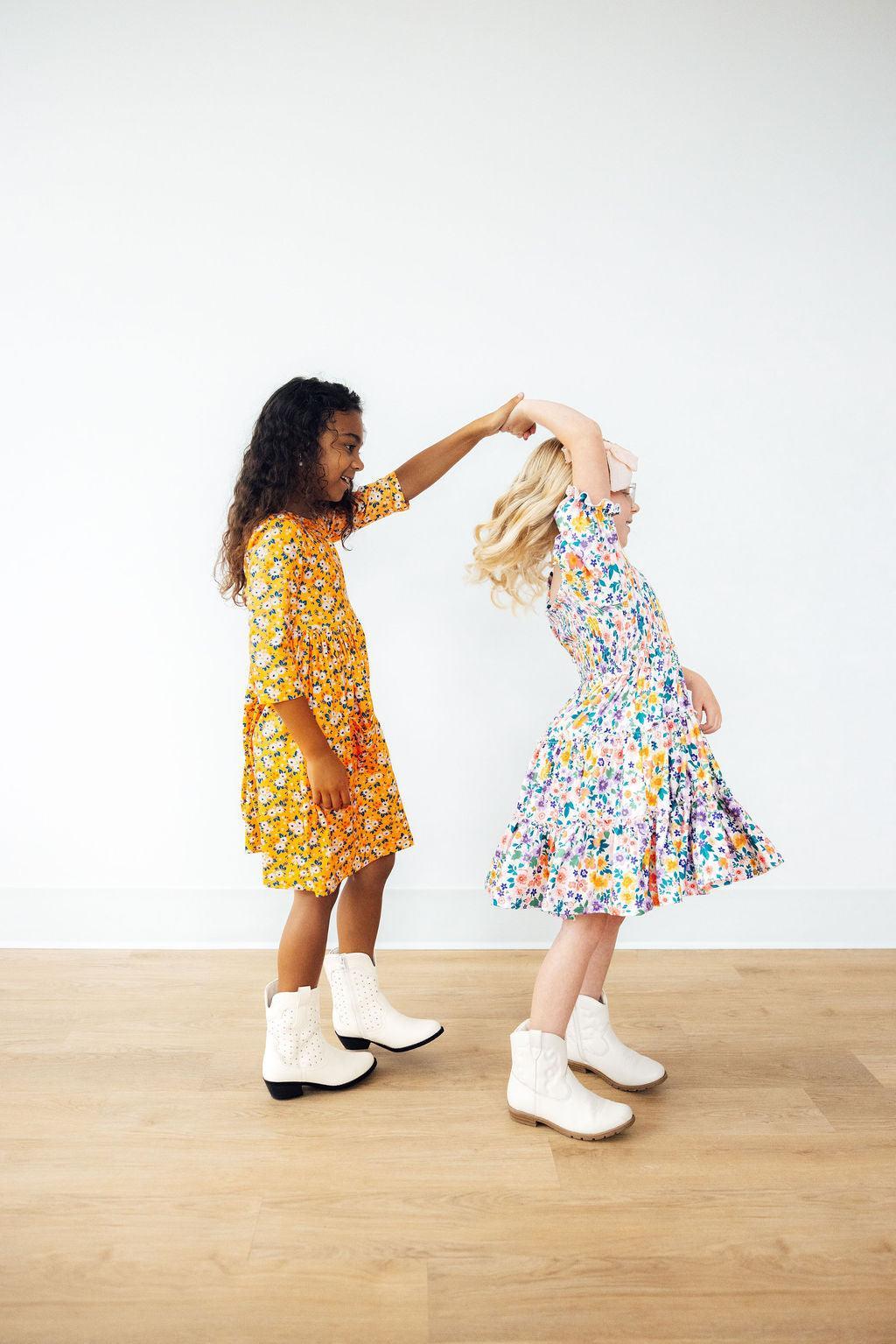 Garden Groove Smocked Ruffle Dress-Mila & Rose ®