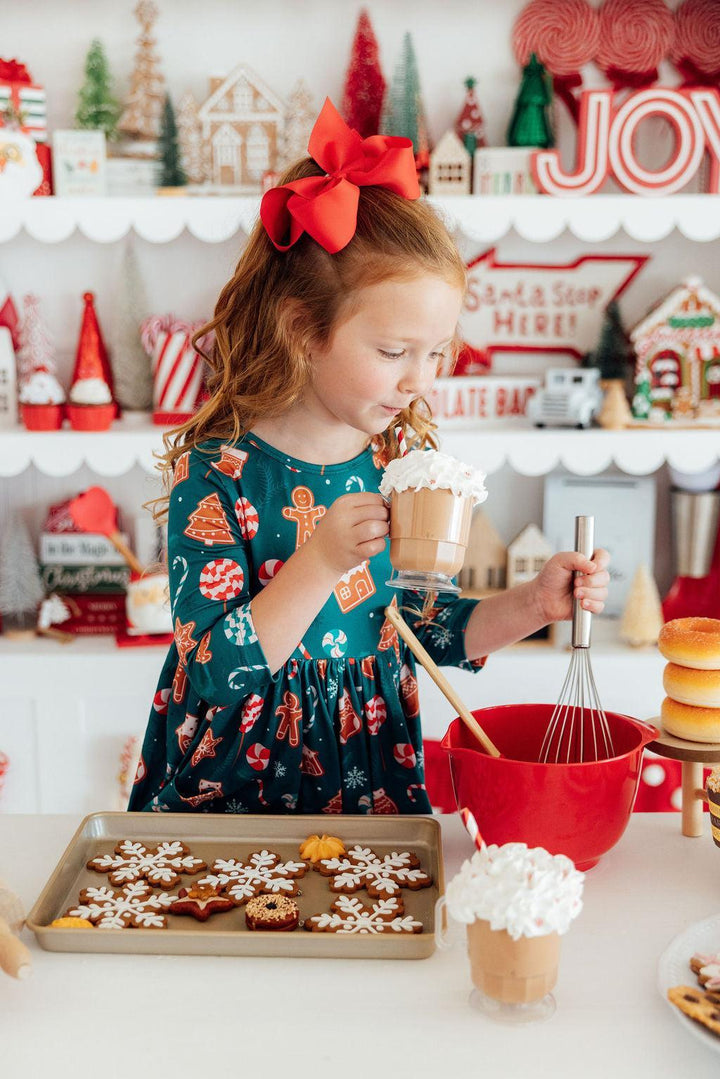 Gingerbread House 3/4 Sleeve Pocket Twirl Dress-Mila & Rose ®
