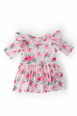 Gingham Bows 3/4 Sleeve Flutter Twirl Bodysuit-Mila & Rose ®