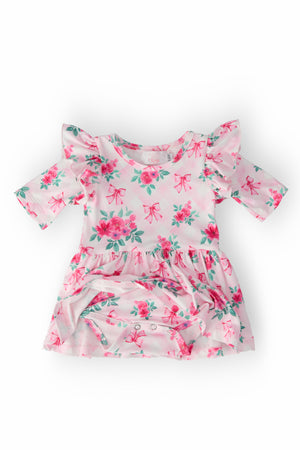 Gingham Bows 3/4 Sleeve Flutter Twirl Bodysuit-Mila & Rose ®