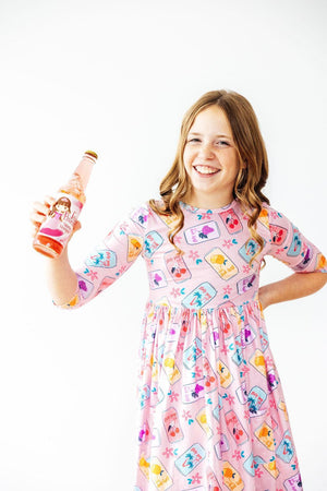 Girly Pop 3/4 Sleeve Pocket Twirl Dress-Mila & Rose ®