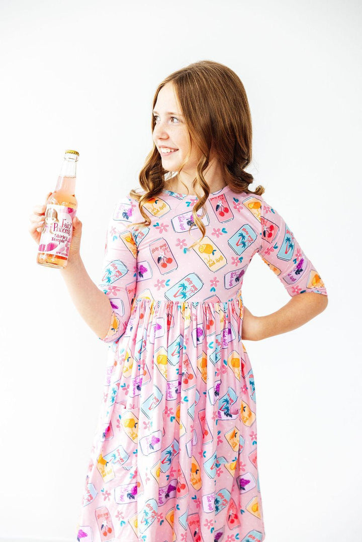 Girly Pop 3/4 Sleeve Pocket Twirl Dress-Mila & Rose ®