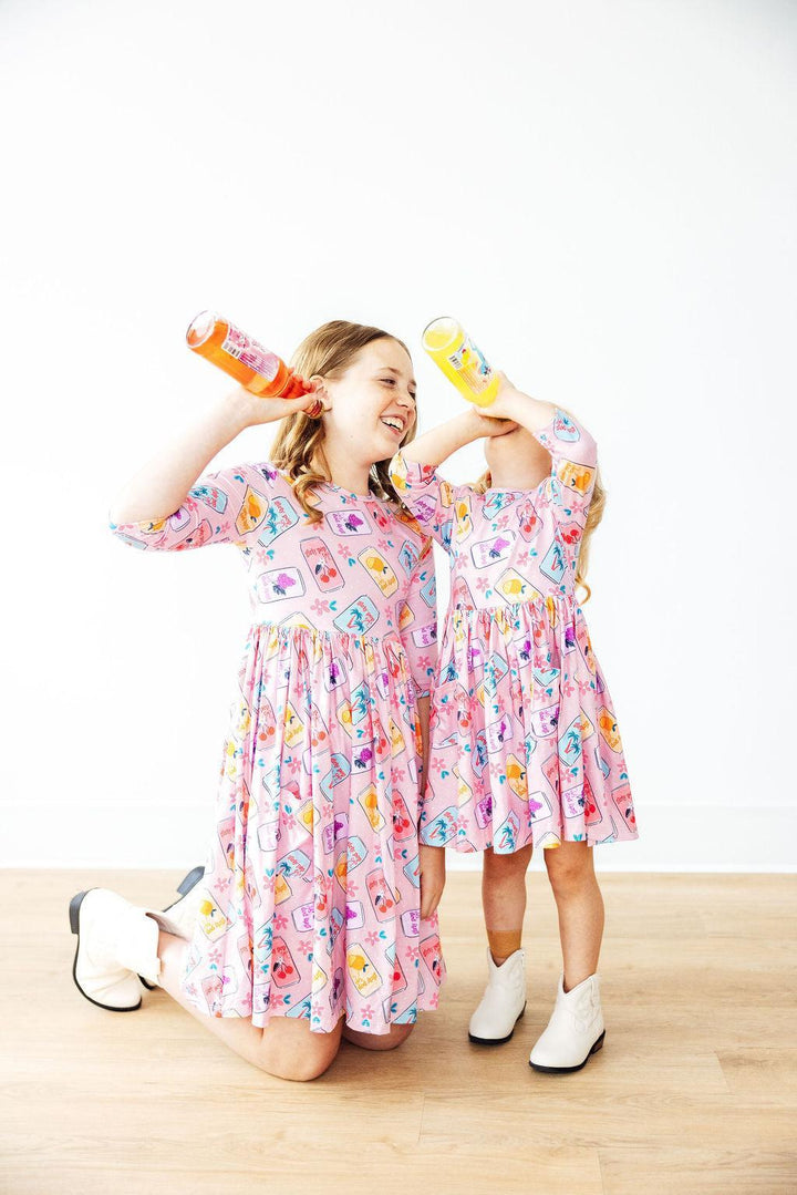 Girly Pop 3/4 Sleeve Pocket Twirl Dress-Mila & Rose ®