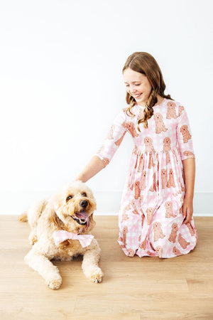 Goldendoodle 3/4 Sleeve Pocket Twirl Dress-Mila & Rose ®