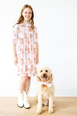 Goldendoodle 3/4 Sleeve Pocket Twirl Dress-Mila & Rose ®