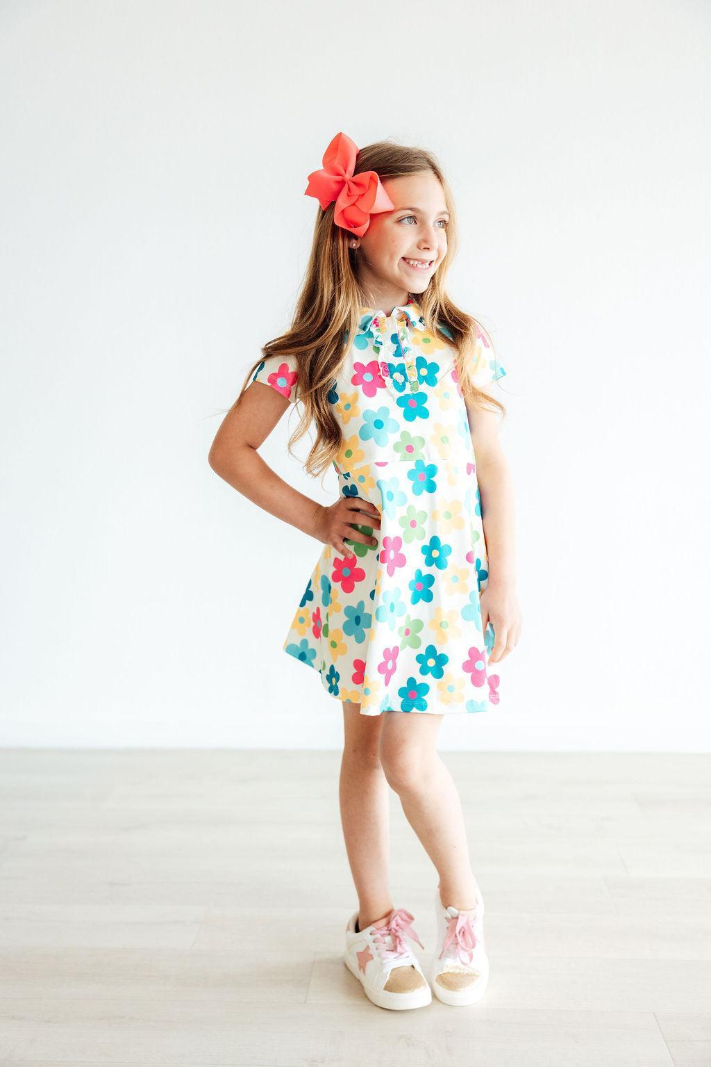 Groovy Blooms S/S Polo Dress-Mila & Rose ®