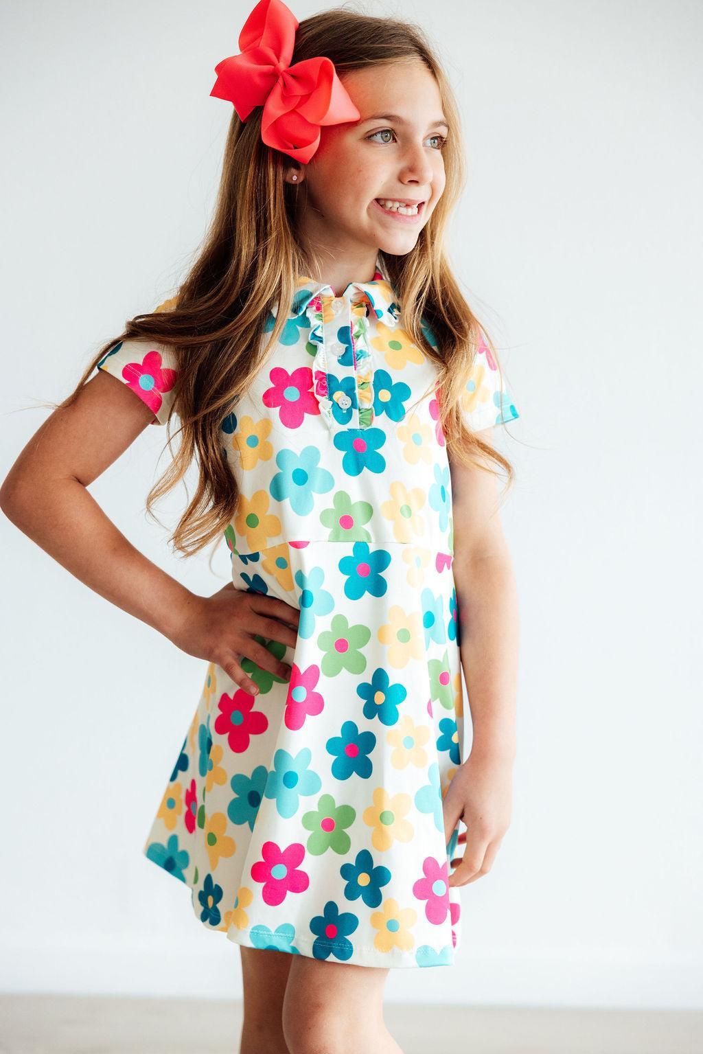 Groovy Blooms S/S Polo Dress-Mila & Rose ®