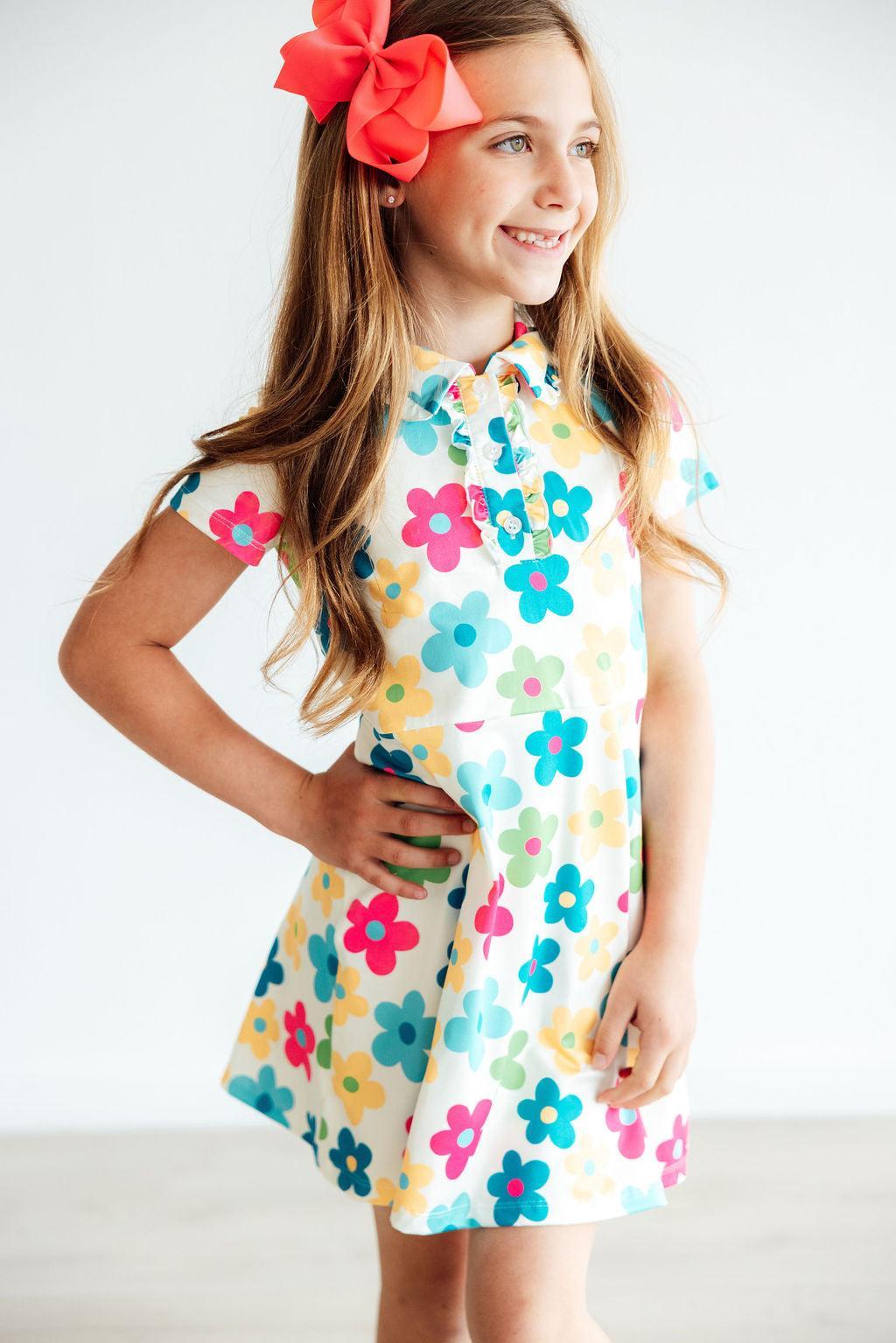 Groovy Blooms S/S Polo Dress-Mila & Rose ®