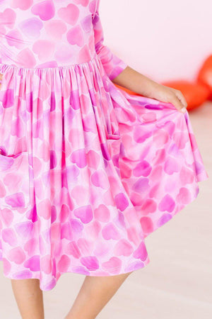 Happy Heart Day 3/4 Sleeve Pocket Twirl Dress-Mila & Rose ®