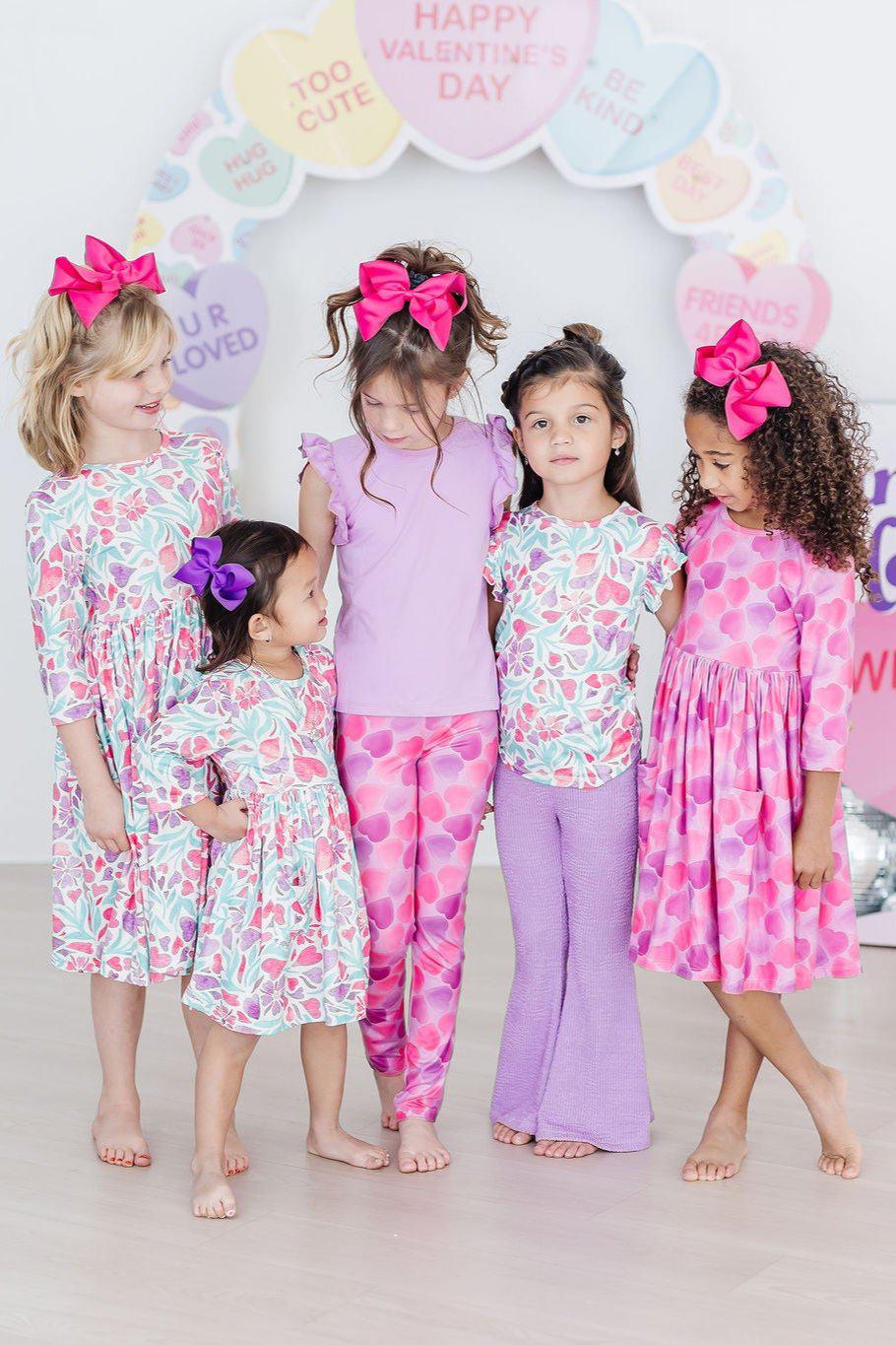 Happy Heart Day 3/4 Sleeve Pocket Twirl Dress-Mila & Rose ®