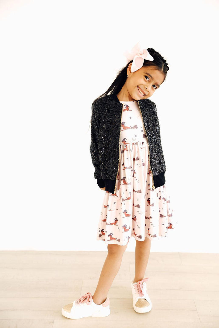 Happy Howl-oween 3/4 Sleeve Pocket Twirl Dress-Mila & Rose ®