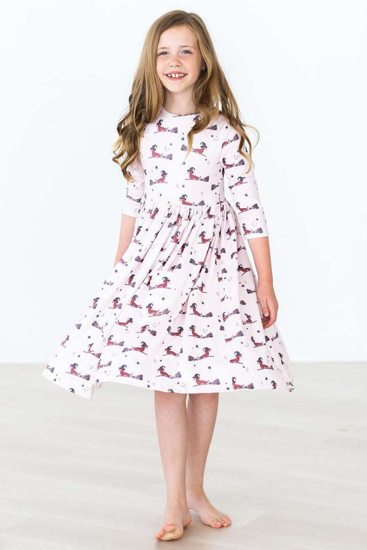 Happy Howl-oween 3/4 Sleeve Pocket Twirl Dress-Mila & Rose ®